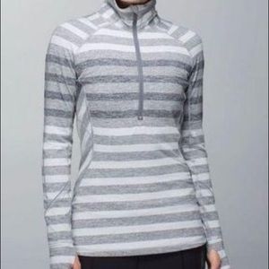 Lululemon Race Your Pace 1/2 Zip Gray Striped Pullover